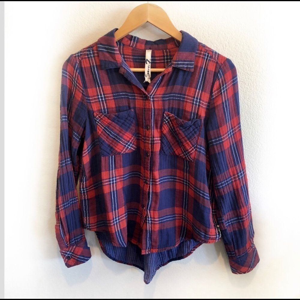 Seven7 plaid button down shirt XS
